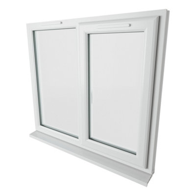 Double glazed Window RH Side Hung Next to a Fixed White Clear Glazed 1190 x 1040mm 10 Year Guarantee with Free Delivery