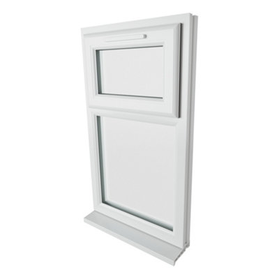 Double glazed Window Top Hung Over Fixed Light White Clear Glazed 610 x 1040mm 10 Year Guarantee with Free Delivery