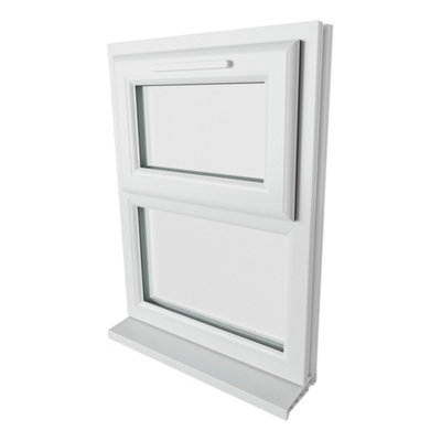 Double glazed Window Top Hung Over Fixed Light White Clear Glazed 610 x ...