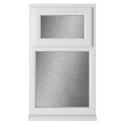 Double glazed Window Top Hung Over Fixed Light White Obscure Glazed 610 x 1115mm