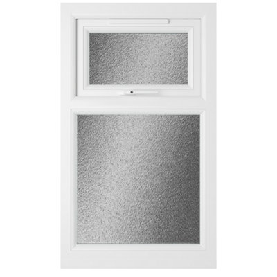 Double glazed Window Top Hung Over Fixed Light White Obscure Glazed 610 x 1115mm