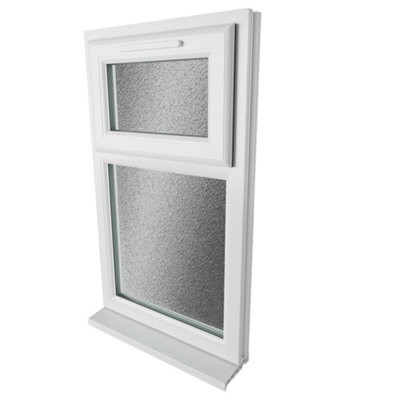 Double glazed Window Top Hung Over Fixed Light White Obscure Glazed 610 x 1115mm