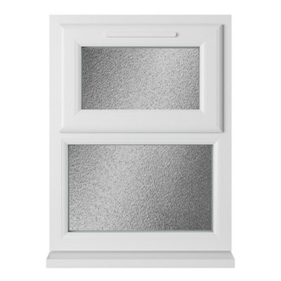 Double glazed Window Top Hung Over Fixed Light White Obscure Glazed 610 x 965mm