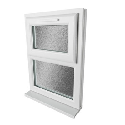Double glazed Window Top Hung Over Fixed Light White Obscure Glazed 610 x 965mm