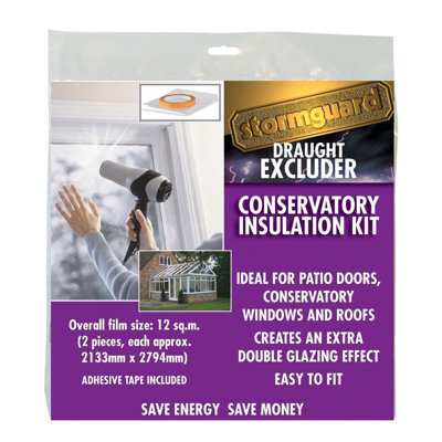 Double Glazing Conservatory Insulation Kit Draught Excluder Clear Film 12Sqm