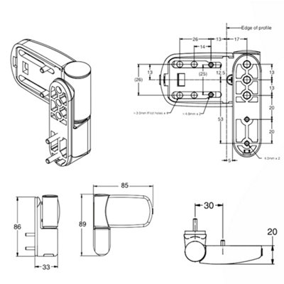 Double Glazing UPVC Door Flag Hinge Adjustable Avocet MT3D