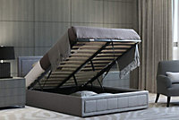 Double Grey Ottoman Storage Bed Frame Gas Lifting  With Deluxe Sprung Double Mattress