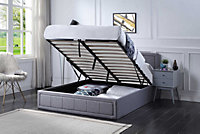 Double Grey Ottoman Storage Bed Frame Gas Lifting
