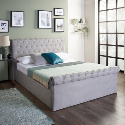 Grey leather deals sleigh bed