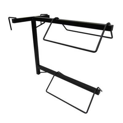 Double Hanging Saddle Rack (Horse Portable 2 Tier Stand Tack Holder Equestrian Stalls Metal Black)