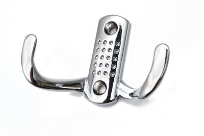 Double Hat Coat Hanger Hook Door Wall Bath Small - Colour Chrome - Pack of 2