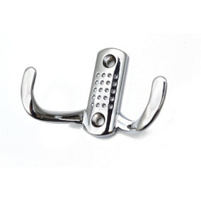 Double Hat Coat Hanger Hook Door Wall Bath Small - Colour Chrome - Pack of 4