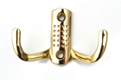 Double Hat Coat Hanger Hook Door Wall Bath Small - Colour Gold - Pack of 2