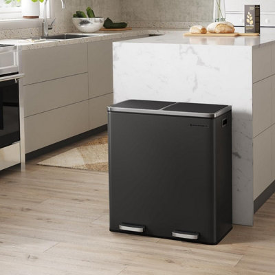 Double Kitchen Waste Bin, Large Recycling Container, Metal Pedal Bins ...
