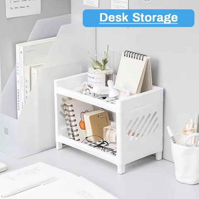 Double Layer Desktop Storage Rack PP Organizer Box