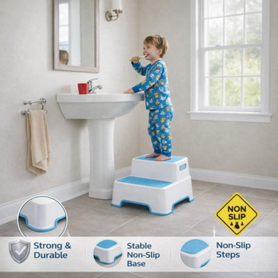Double Layer Toddler Step Stool Non Slip Kids Training Stool with ...