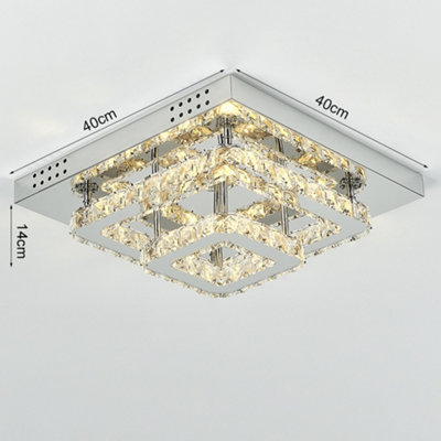 Double Layered Square  Large Size Modern Crystal Chandeliers LED Ceiling Light 40cm Dimmable