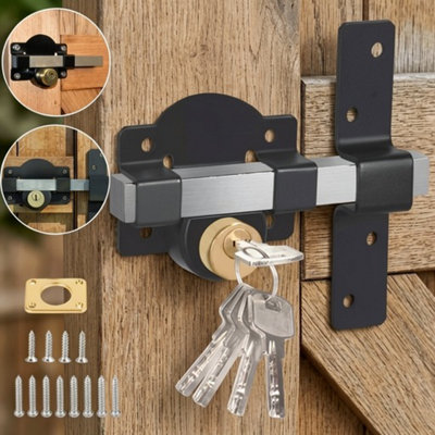 Double Long Throw Rim Gate Lock Both Sides Security Bolt with 5 Keys 70mm