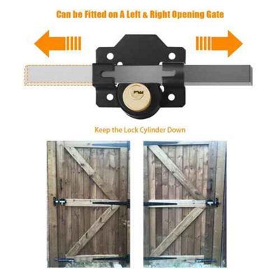 Double Long Throw Rim Gate Lock Both Sides Security Bolt with 5 Keys 70mm
