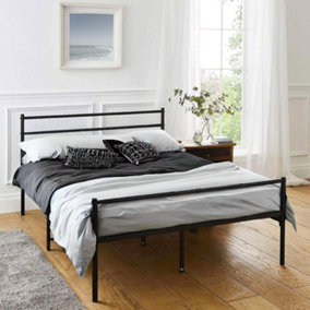 Double Metal Bed Frame in Black - Easy Assembly Bed Frames,  6ft x 4.6ft Base, Bedroom Furniture with Under Bed Storage Space