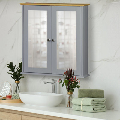 Bamboo bathroom mirror deals cabinet