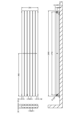 Double Panel Designer Radiator 1800 x 354mm-White