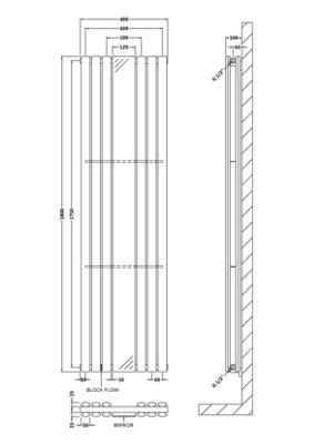 Double Panel Designer Radiator 1800 x 499mm-Anthracite