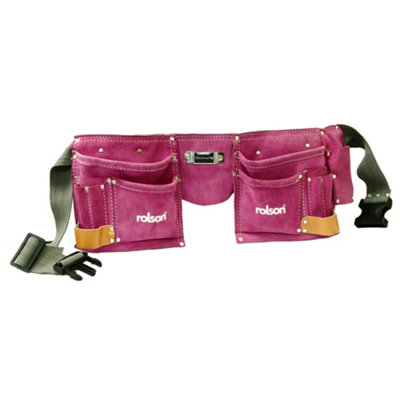 Double Pocket Leather Tool Pouch Storage Belt 11 Compartments