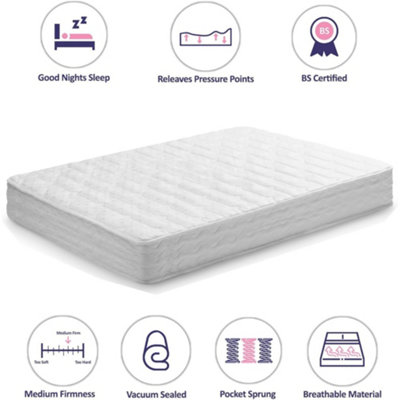 Double Pocket Sprung Mattress With Padded Foam & Hypoallergenic Cover