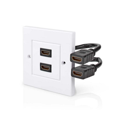 Double Port HDMI Flush Mount Wall Plate, Gold Plated, Supports 4K Ultra HD