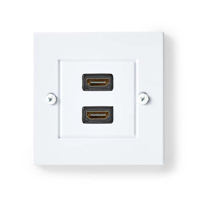 Double Port HDMI Flush Mount Wall Plate, Gold Plated, Supports 4K Ultra HD