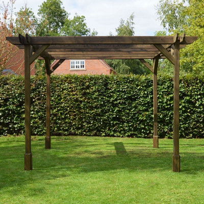 Double Premium Pergola - Wood - L240 x W480 x H270 cm - Rustic Brown - 4