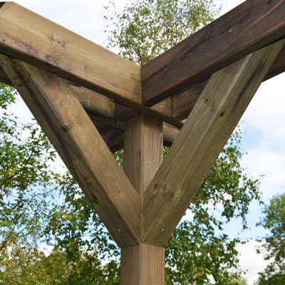 Double Premium Pergola - Wood - L240 x W480 x H270 cm - Rustic Brown - 6