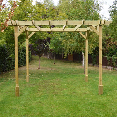 Double Premium Pergola - Wood - L300 x W300 x H270 cm - Light Green - 3