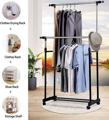 Double 2024 Hanging Rolling Adjustable Rack