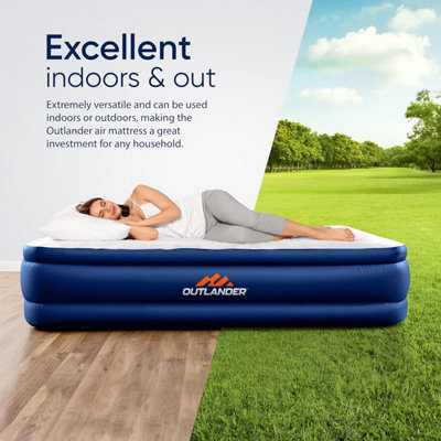 Double Raised Airbed Mattress W Built in Pump For Camping Hiking Guest Home