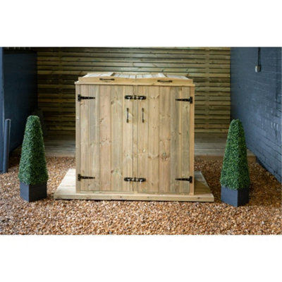 Double Redwood Pressure Treated Wheelie Bin Store - Double (2x 240L)