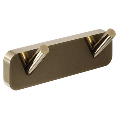Double Robe Hooks Brass Towel Wall Mounted Coat Hanger Bathroom kitchen ...