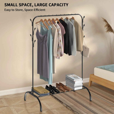 Double Rod Clothes Rail, Heavy Duty Garment Rack with Shoe Shelf and ...