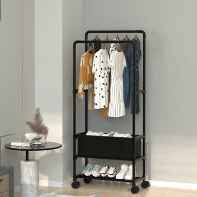 Double Rod Heavy Duty Metal Clothes Rack Bedroom Garment Rack Shoes ...