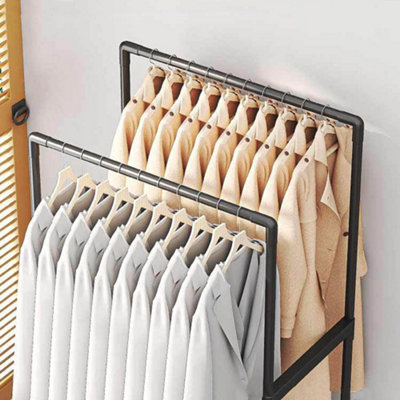 Double Rod Heavy Duty Metal Clothes Rack Bedroom Garment Rack Shoes ...