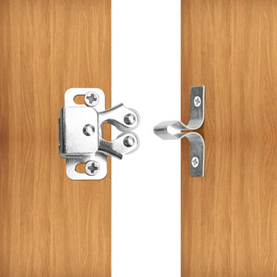 10 Cerrajas Doble Rodillo Para Muebles - Acero, Con Tornillos, Plateado
