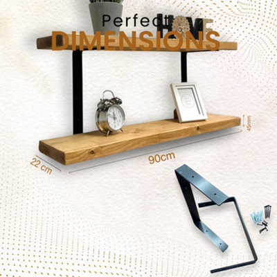 Wall mounted outlet timber shelves