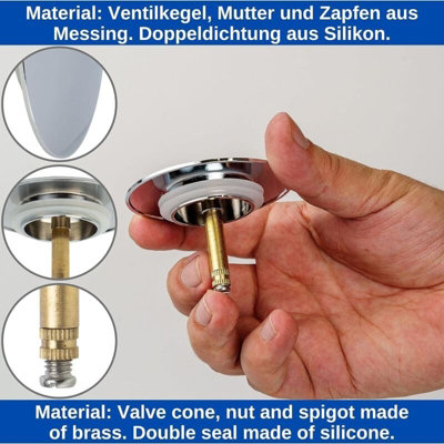 Double seal bathtub plug 72 mm height adjustable universal bathtub plug ...