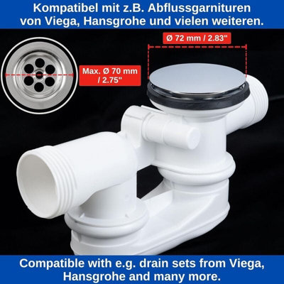 Double seal bathtub plug 72 mm height adjustable universal bathtub plug ...