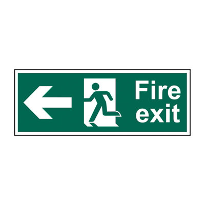 Double Sided Fire Exit Sign Arrow Left - Pre-Drilled Corners with ...