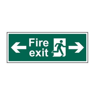 Double Sided Fire Exit Sign Arrow Left & Right - Pre-Drilled Corners ...