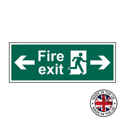 Double Sided Fire Exit Sign Arrow Left & Right - Pre-Drilled Corners ...