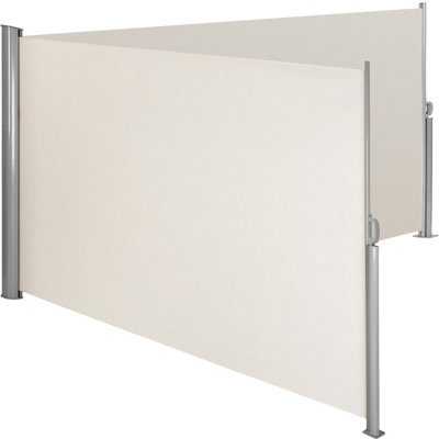 Double-sided garden privacy screen w/ retractable awnings - beige