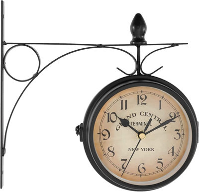 Double Sided Hanging Train Station Style Vintage Outdoor Indoor Clock - 4